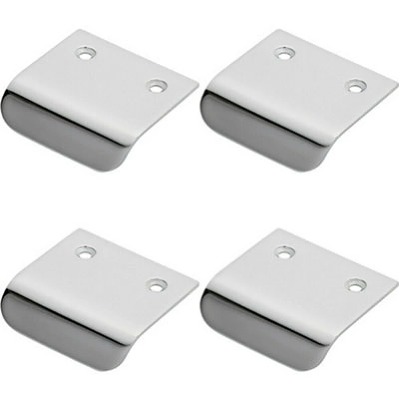 Image of Loops 4x Semi Concealed Cabinet Pull Handle 48 x 50mm 14mm Lip Polished Chrome Multi unisex