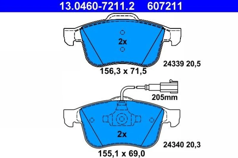 Image of ATE 13.0460-7211.2 Brake pad set incl. wear warning contact Brake Pad Set,disc brake (402)