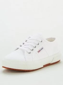 Image of SUPERGA Girls 2750 Jcot Classic Lace Up Plimsoll Pumps - White, Size 8.5 Younger
