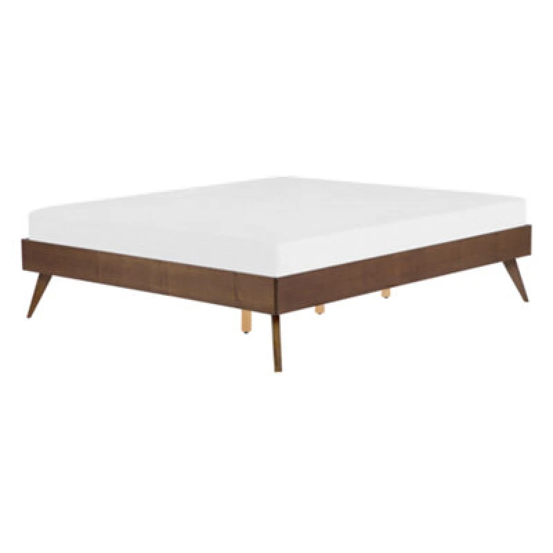 Image of Beliani Bed Without Headboard Berric 140 X 200 Cm (Eu Double) Dark Ash Wood