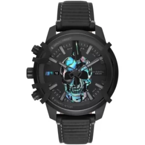 image of Diesel Griffed Chronograph Black Leather Watch