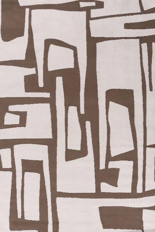 Image of THE RUGS Loft Abstract Living Room Area Rug & Runners Soft Pile in Taupe Size: 80cm x 150cm Taupe Unisex 80cm x 150 cm
