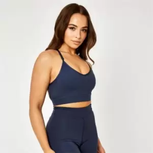 image of USA Pro x Courtney Black Cross Back Empower Sports Bra - Blue