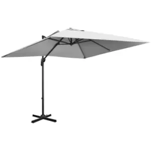 image of Outsunny 2.7 x 2.7 m Cantilever Parasol, Square Overhanging Umbrella with Cross Base, Crank Handle, Tilt, 360° Rotation and Aluminium Frame, Grey