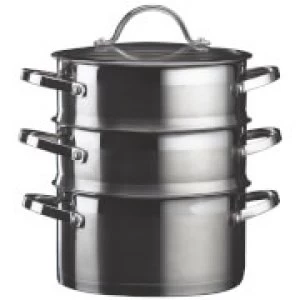 image of Denby Stainless Steel 3 Layer Steamer with Glass Lid