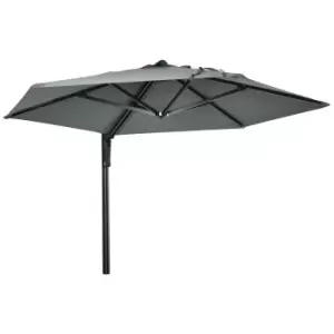 Image of Outsunny Wall Mounted Parasol, Hand to Push Outdoor Patio Umbrella with 180 Degree Rotatable Canopy for Porch, Deck, Garden, 250 cm, Grey
