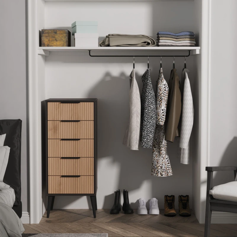 Image of Ready Assembled 2 U Fuji 5 Drawer Tallboy (Ready Assembled) in Grey Size: Medium Grey Unisex Medium