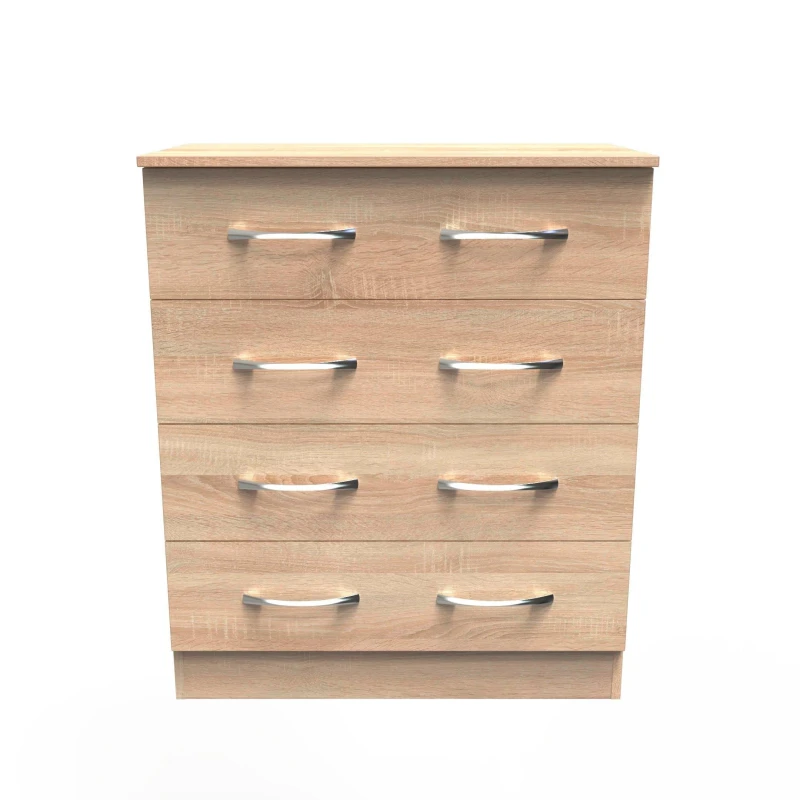 Image of Welcome Furniture Ready Assembled Avon 4 Drawer Chest In Bardolino Oak, Brown AVN011BO