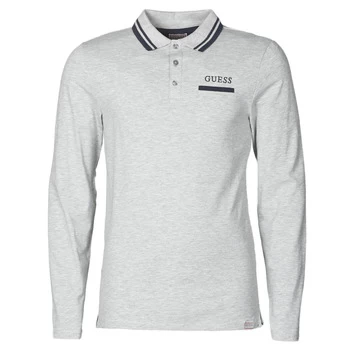 image of Guess LIVE IS POLO mens Polo shirt in Grey - Sizes S,XS