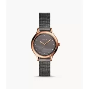 Image of Fossil Womens Laney Three-Hand Smoke Stainless Steel Watch - Gunmetal