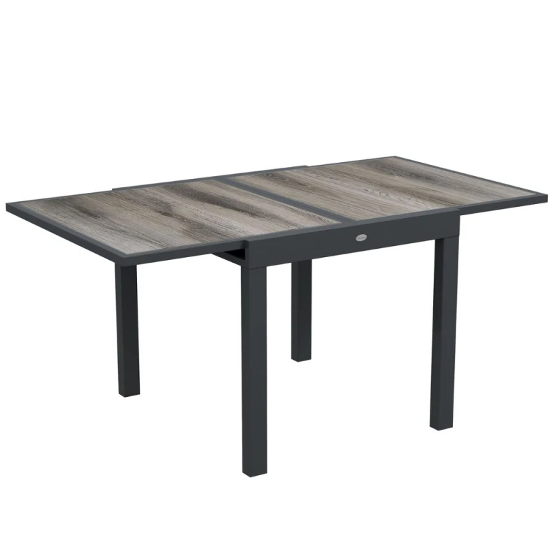 Image of Outsunny Extendable Outdoor Dining Table Aluminium Rectangle Patio Table Grey