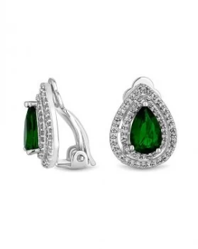 image of Jon Richard Silver Green Clip On Earring