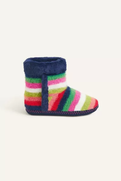 image of Faux Fur Stripe Slipper Boots