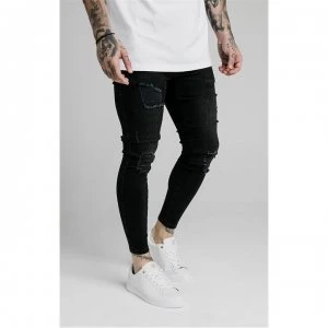 image of SikSilk Distressed Skinny Denim - Washed Black