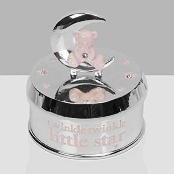 image of Bambino Silver Plated Musical Bear in Moon - Pink