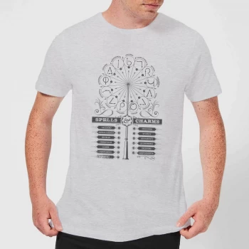 Image of Harry Potter Spells Charms Mens T-Shirt - Grey - XS - Grey