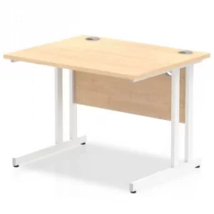 image of Trexus Rectangular Desk White Cantilever Leg 1000x800mm Maple Ref