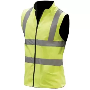 image of Yoko Mens Workwear Hi-Vis Reversible Fleece Vest / Jacket (S) (Hi-Vis Yellow) - Hi-Vis Yellow