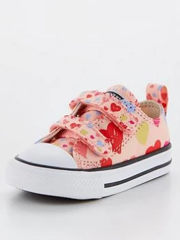 image of Converse Chuck Taylor All Star Heart 2v Ox Infant Trainers - Pink/White , Pink/White, Size 5