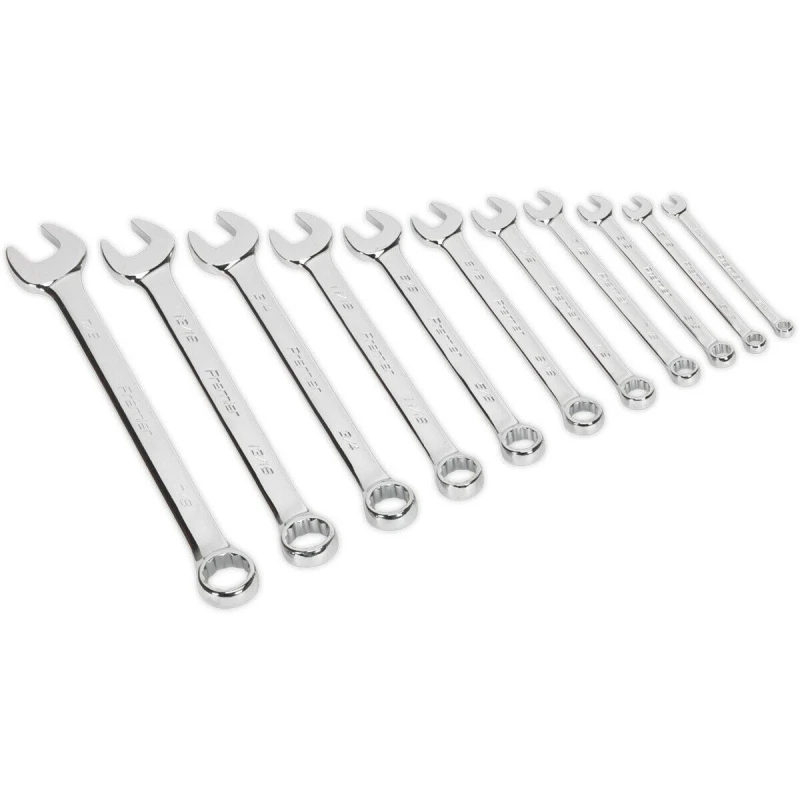 Image of Loops 11pc Combination Hand Spanner Set - 1/4" to 7/8" Imperial 12 Point Socket Wrench Multi