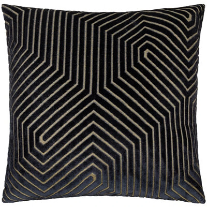 Image of Paoletti Paoletti Evoke Cut Velvet Cushion in Black Size: 55cm x 55cm Black 55cm x 55cm Unisex 5025532354396