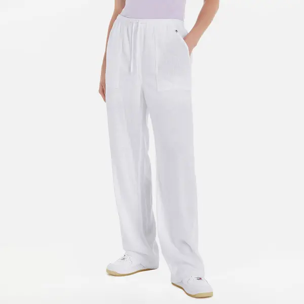 Image of Tommy Jeans Harper Seersucker Trousers - L White Trousers female DW0DW17965YBR L