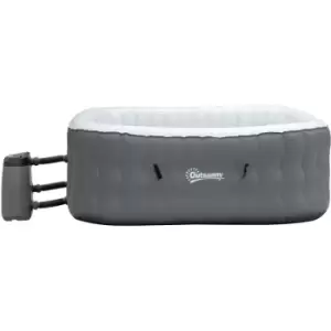 Image of Outdoor Square Inflatable Hot Tub Spa w/ Pump, 4-6 Person, Grey - Grey - Outsunny