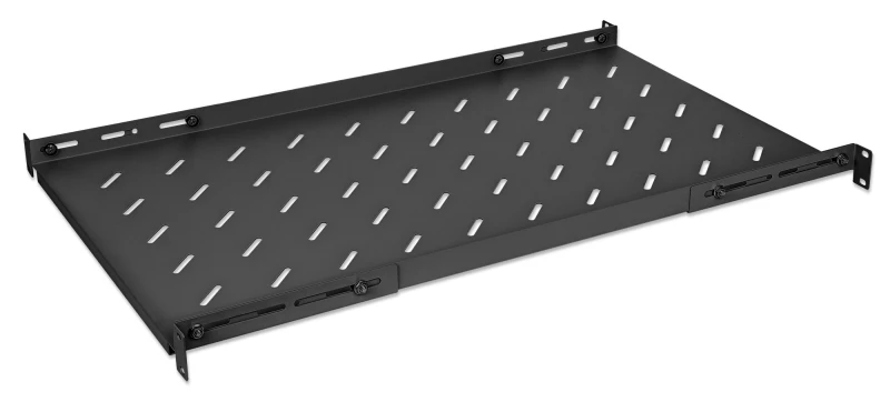 Image of Intellinet Intellinet 19" Fixed Shelf (adjustable) 1U 750mm shelf depth 750 to 950mm adjustable rail depth Max 20kg Black Lifetime warranty 71471
