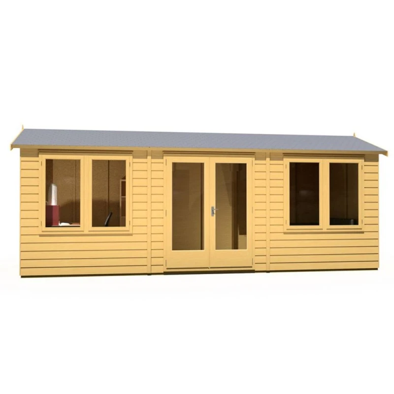 Image of Shires Melrose 20x8 ft Double Door Garden Office - L260.4xW624.6xH250.5cm in Light Brown Light Brown Unisex