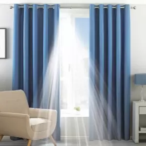 Image of Twilight Thermal Blackout Eyelet Curtains Denim, Denim / 229 x 229cm