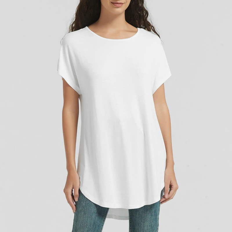 Image of Be You You Longline Viscose Tee - White White 8
