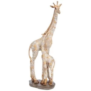 Image of Carved Giraffe Mother & Baby Ornament