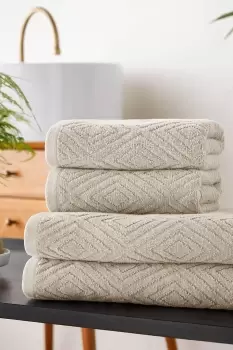 image of 'Diamond Geo Sculpted' 4 Piece Towel Set