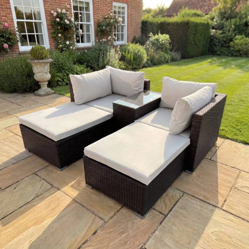 Image of Artemis Home Bastia 5 Piece Outdoor Seating & Table Set in Cream Size: 2 Person Cream Unisex 2 Person