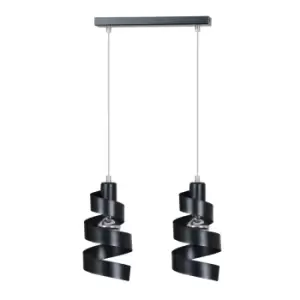 Image of Saga Black Bar Pendant Ceiling Light 2x E27