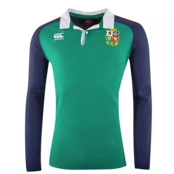Image of Canterbury British and Irish Lions Long Sleeve Rugby Shirt Mens - Green/Navy