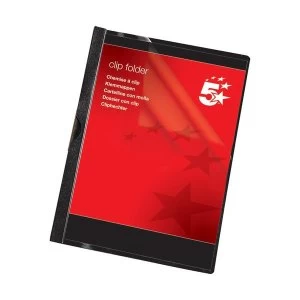 Image of 5 Star A4 Clip Folder 3mm Spine for 30 Sheets Black Pack 25
