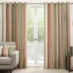 Whitworth Stripe Eyelet Lined Curtains, Green, 66 x 90" - Fusion