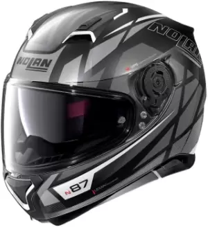 Image of Nolan N87 Originality N-Com Helmet, black-white, Size 2XL, black-white, Size 2XL