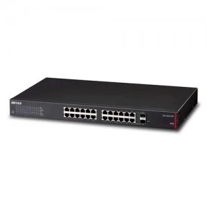 image of Buffalo BS-GS2024P network switch Managed L2/L3 Gigabit Ethernet (10/100/1000) Black 1U Power over Ethernet (PoE)