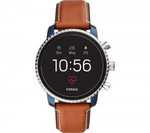 Image of Fossil Q Explorist HR FTW4016 - Leather Strap, Blue & Silver