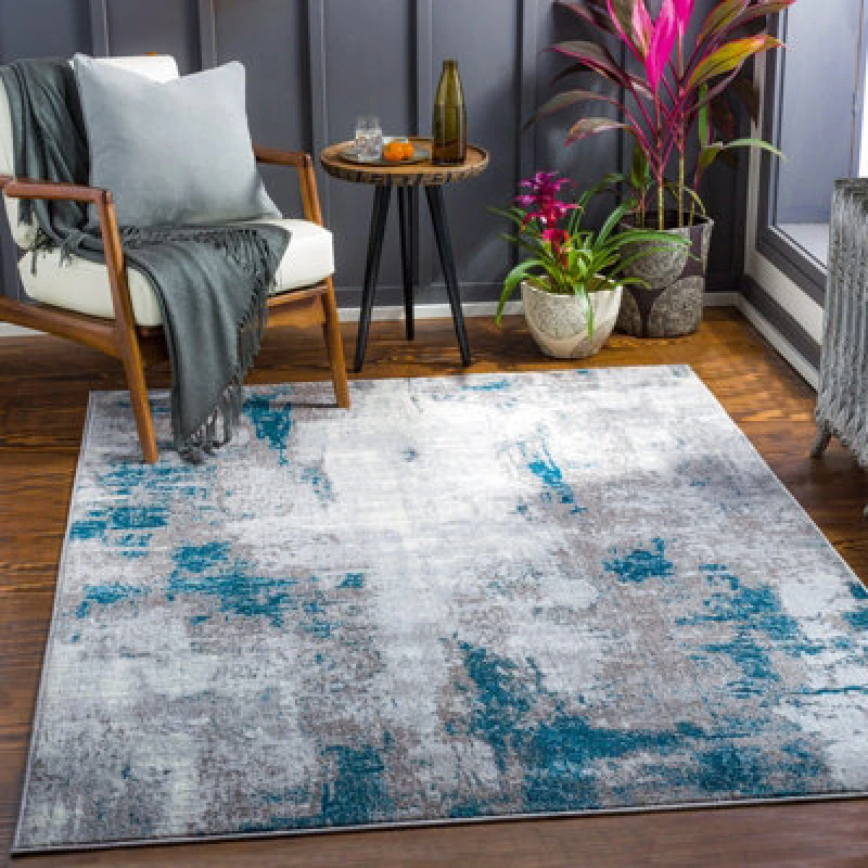 Image of Livabliss Abstract Modern Marble Medium Grey Giulia Area Rug 160 X 220 Cm - Easy Care, Non Shedding, Ideal For Living Room & Bedroom