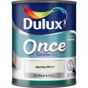 Image of Dulux Once Jasmine White Satinwood Paint 750ml