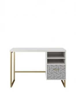 image of Cosmoliving Scarlett Single Pedestal Desk - White