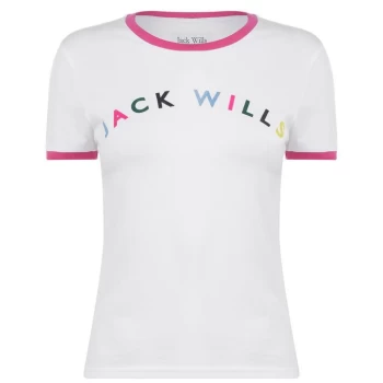 Image of Jack Wills Blackmore Flocked Ringer T-Shirt - White