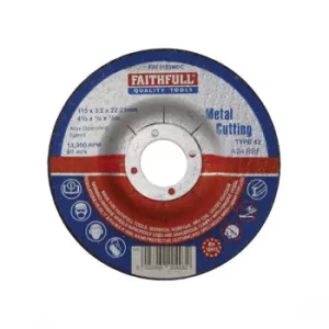 image of Faithfull FAI1153MDC Depressed Centre Metal Cutting Disc 115 x 3.2...