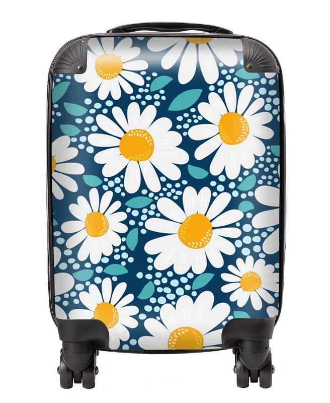 Image of Warren Reed - Designer Camomile Flowers Suitcase in Blue Size: Large Blue Unisex Large