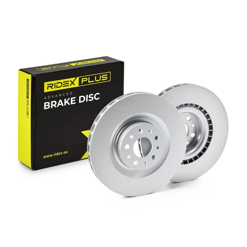 Image of RIDEX PLUS 82B0624P Brake disc Front Axle, Vented, Grey Cast Iron, Coated, High-carbon, without bolts/screws Grey Cast Iron Brake Disc (82)