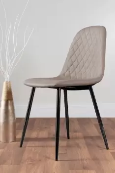 Image of 2x Corona Black Leg Faux Leather Dining Chair