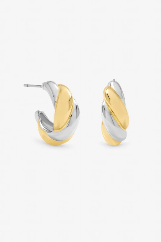 Image of Jon Richard Womens Two Tone Twist Hoop Earrings Multicolor Female One Size